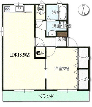 ラッキータウン庭瀬G201間取り